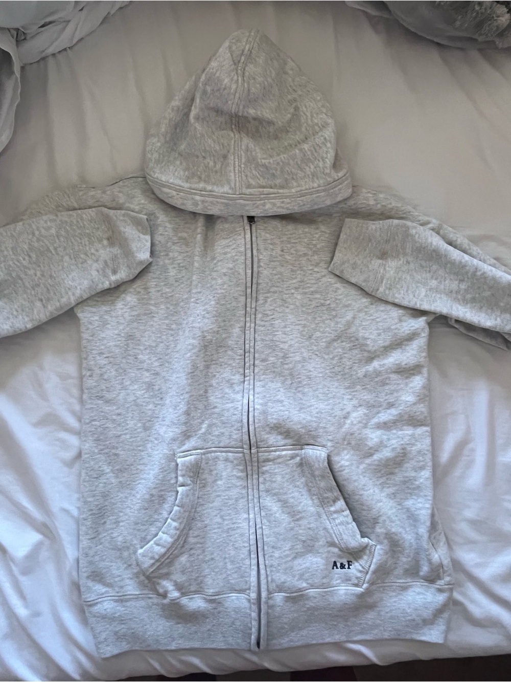 abercrombie kids Light Gray Full-Zip Hoodie Jacket